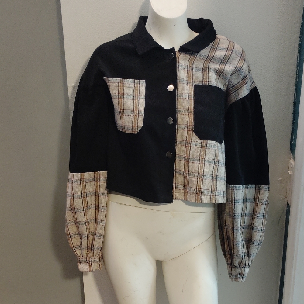Plaid Black and Tan Women's Jacket